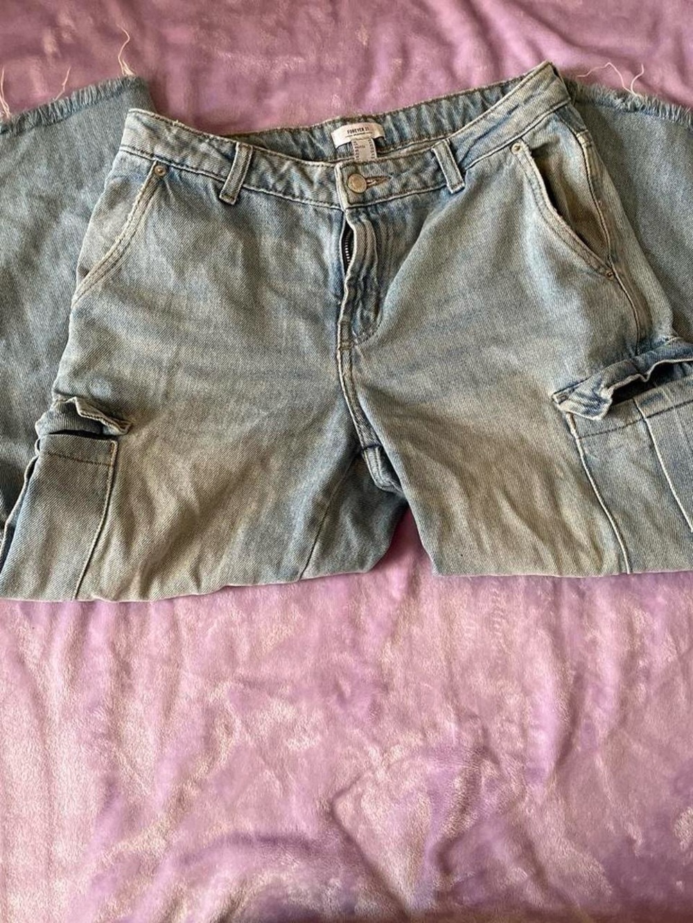 Forever 21 Light Blue Denim Shorts with Contrast Stitching
